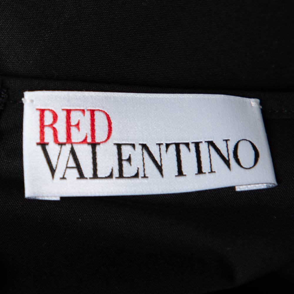 

RED Valentino Black Cotton Peter Pan Collar Shift Dress Size