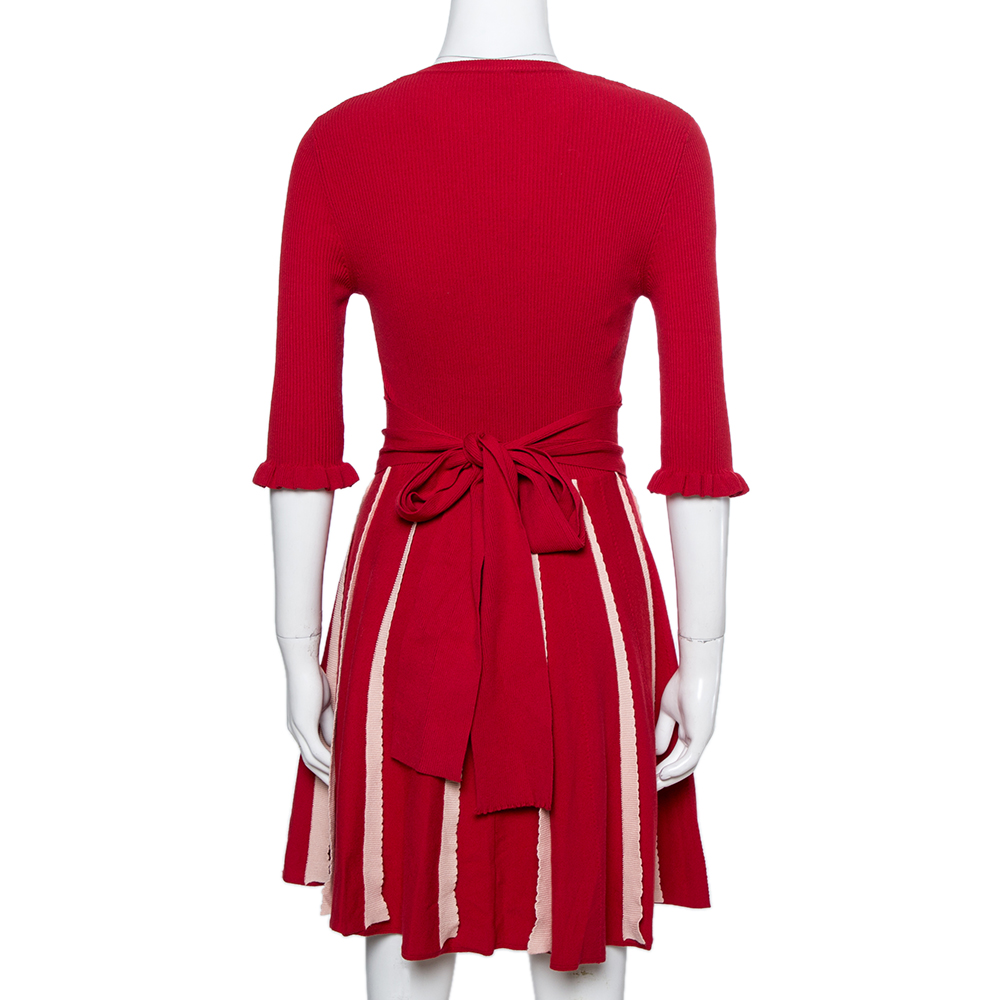 

RED Valentino Red Stretch Viscose Ruffle Detail Dress