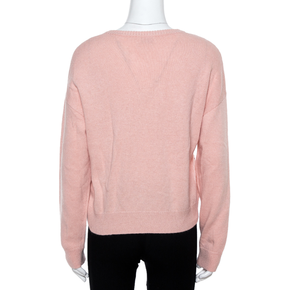 

RED Valentino Nude Pink Wool With Fireworks Jacquard Sweater Size