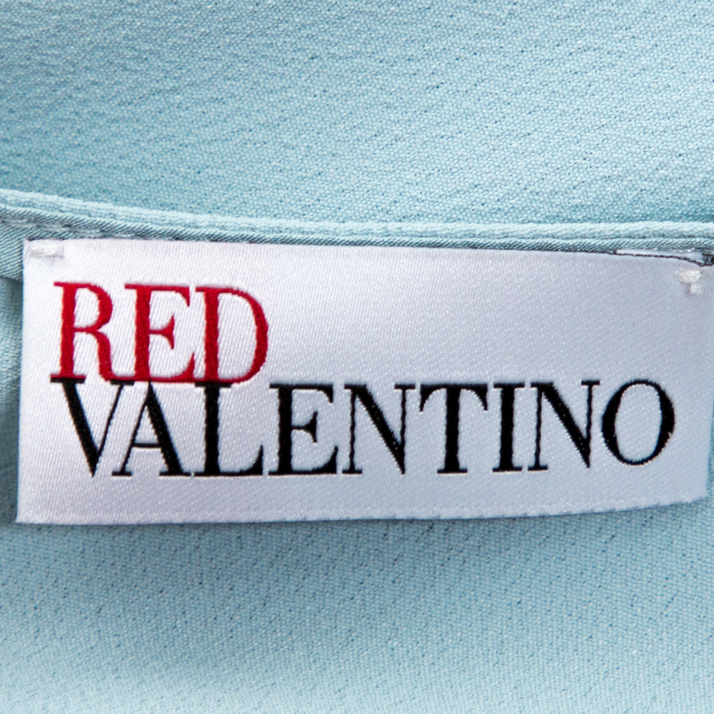 

RED Valentino Aqua Silk Ruffled Midi Dress Size, Blue
