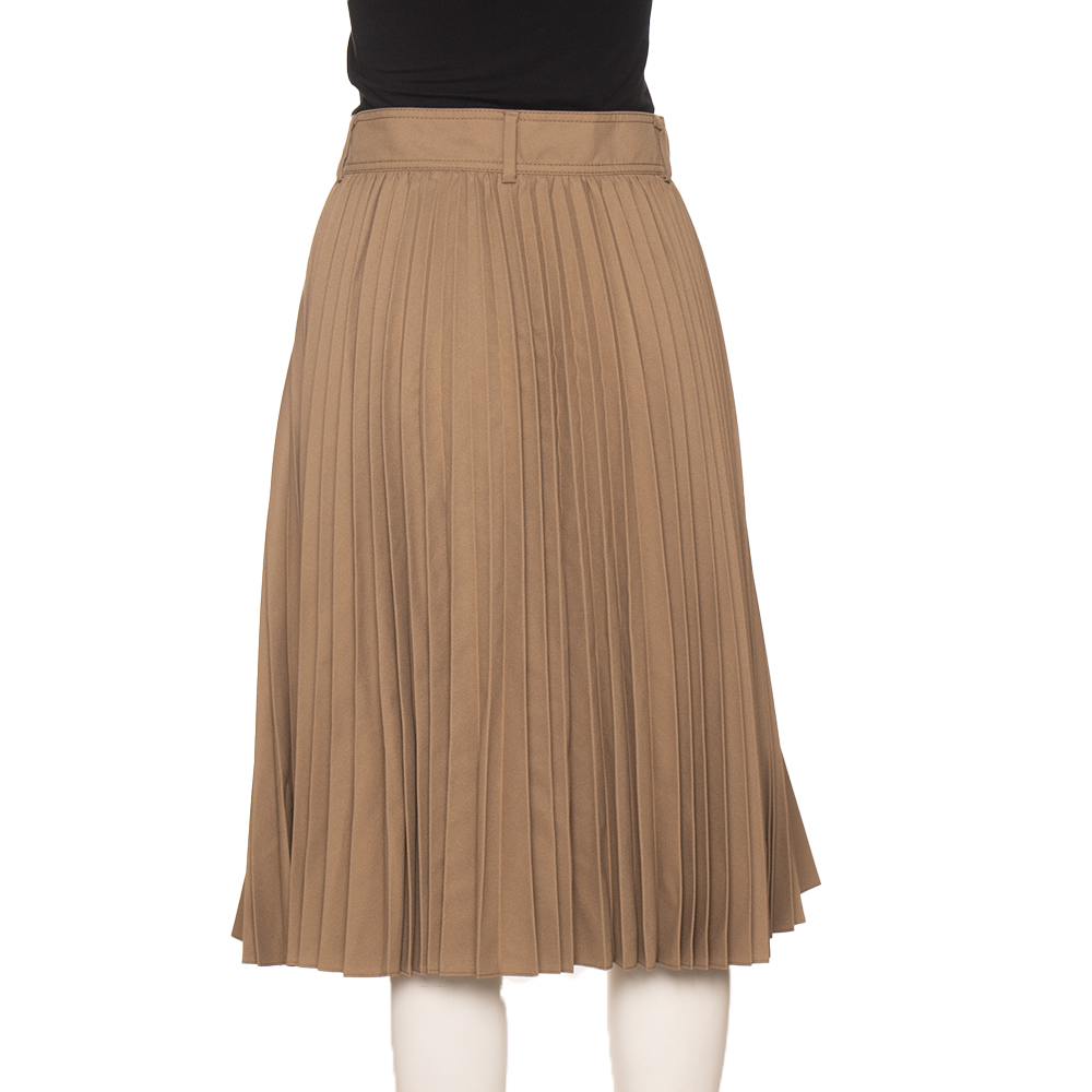 

RED Valentino Beige ArmurÃ© Tech Pleated Skirt