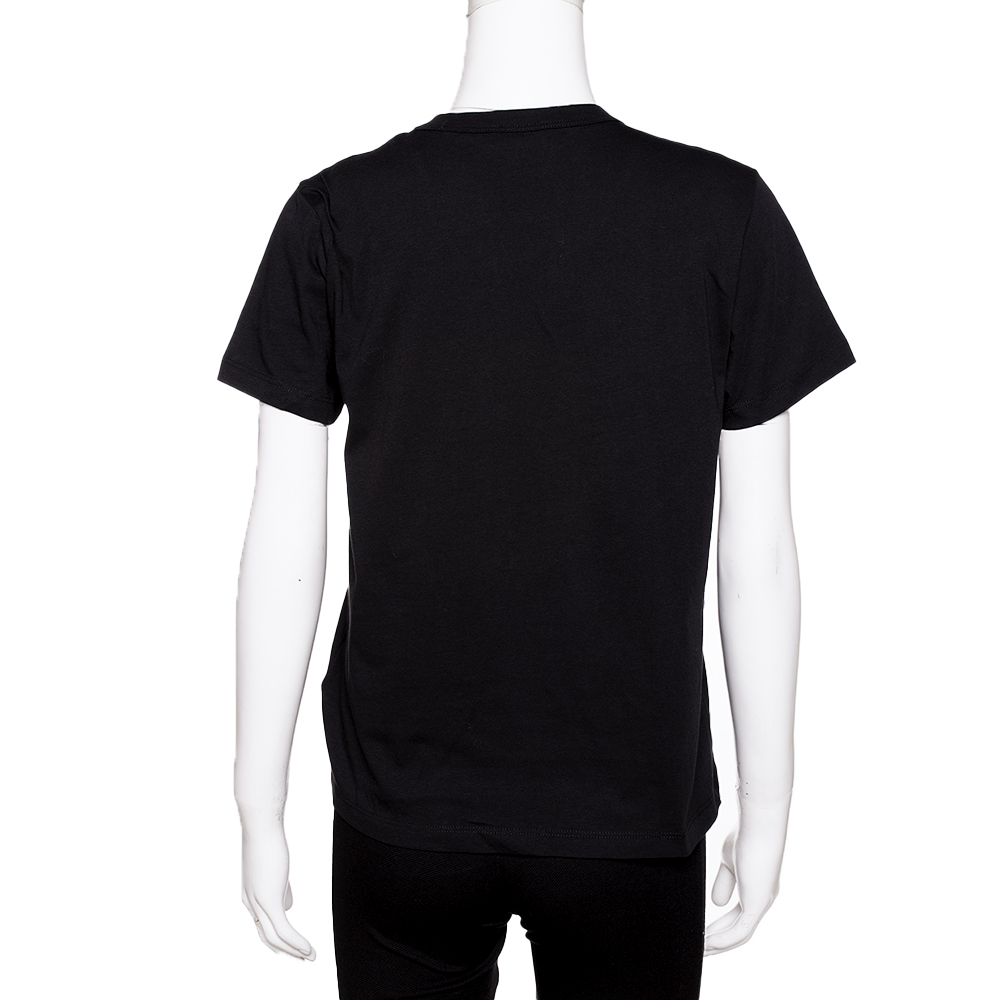 

RED Valentino Black Cotton Embroidered Tulle T-Shirt