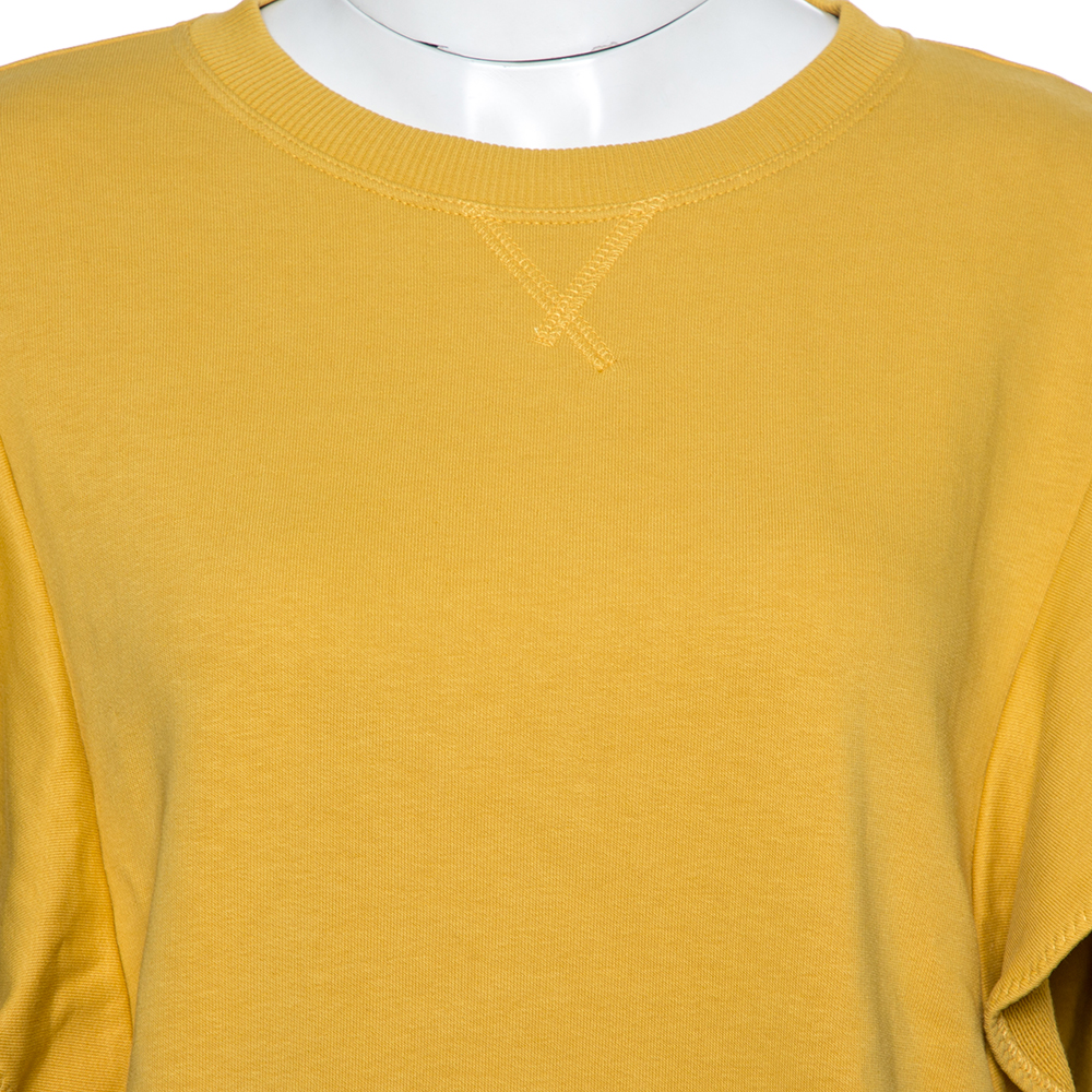 

RED Valentino Mustard Yellow Cotton Crew Neck Ruffle Detail Sweatshirt Size