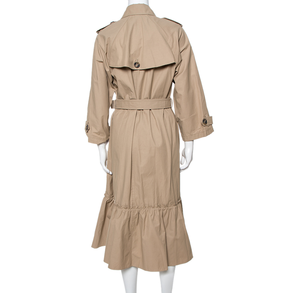 

RED Valentino Beige Cotton Frill Hem Trench Coat