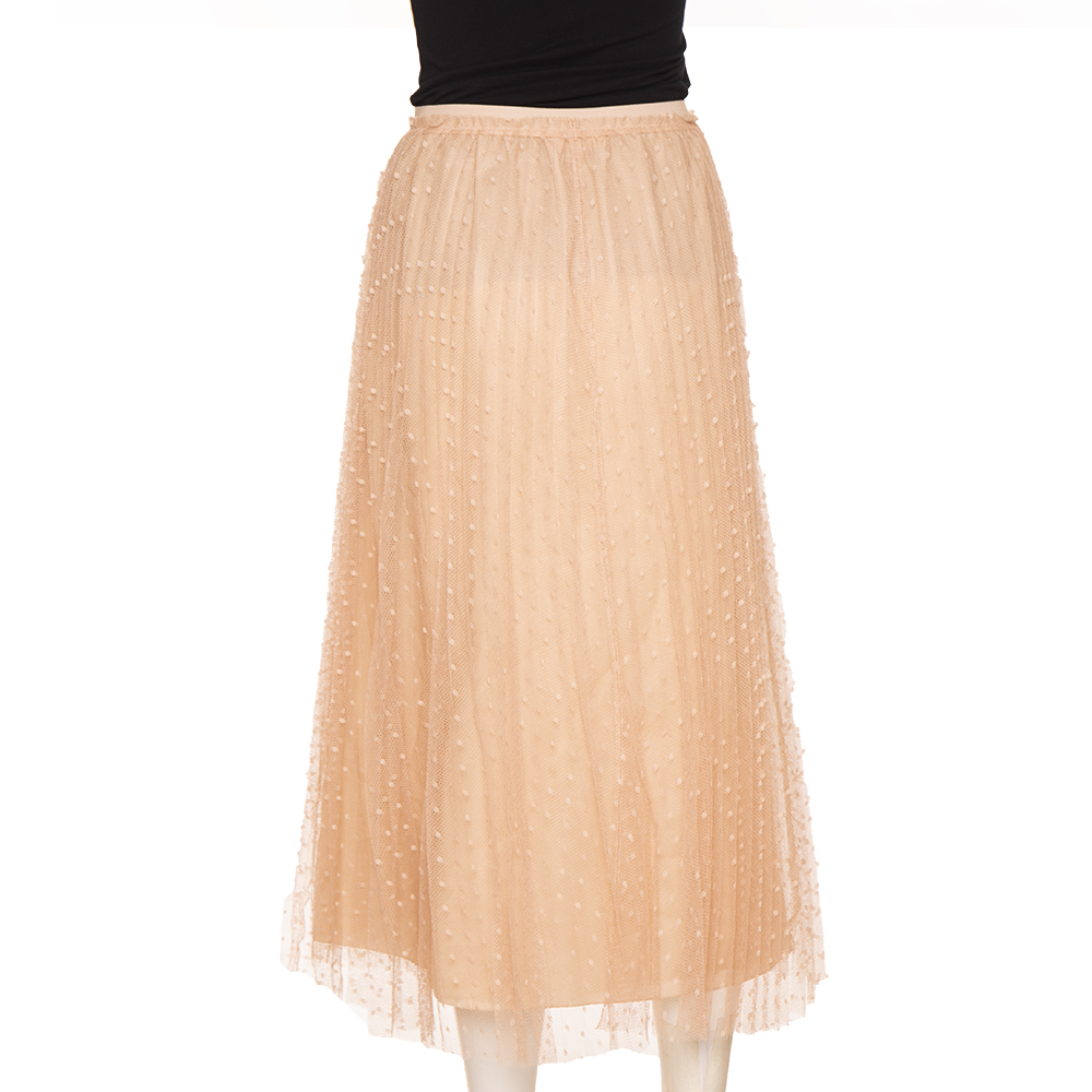 

RED Valentino Nude Beige Tulle Pleated Skirt Size