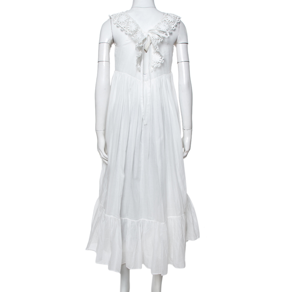 

RED Valentino White Cotton Floral Embroidery Dress