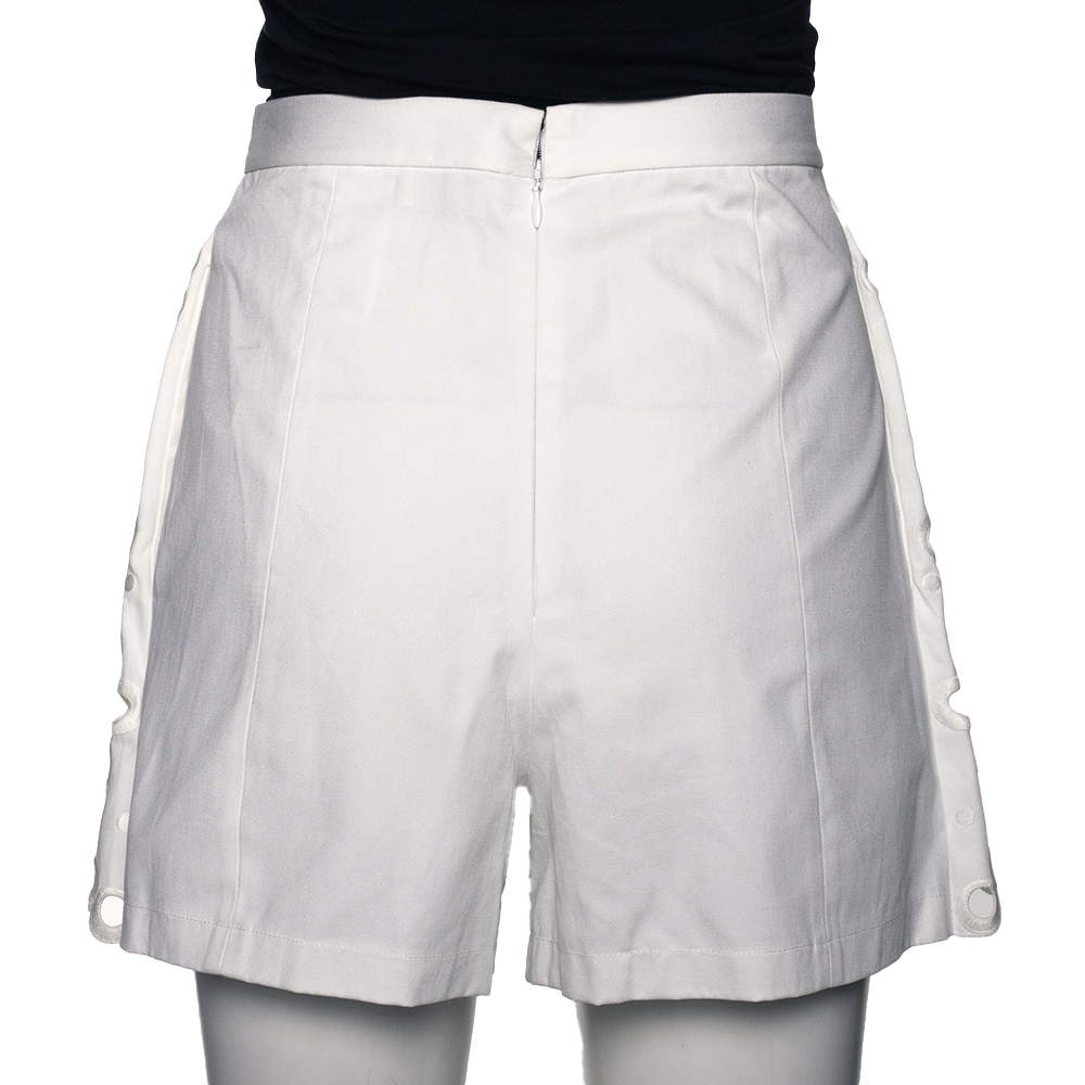 

RED Valentino White Cotton Gabardine St. Gallen Embroidery Shorts