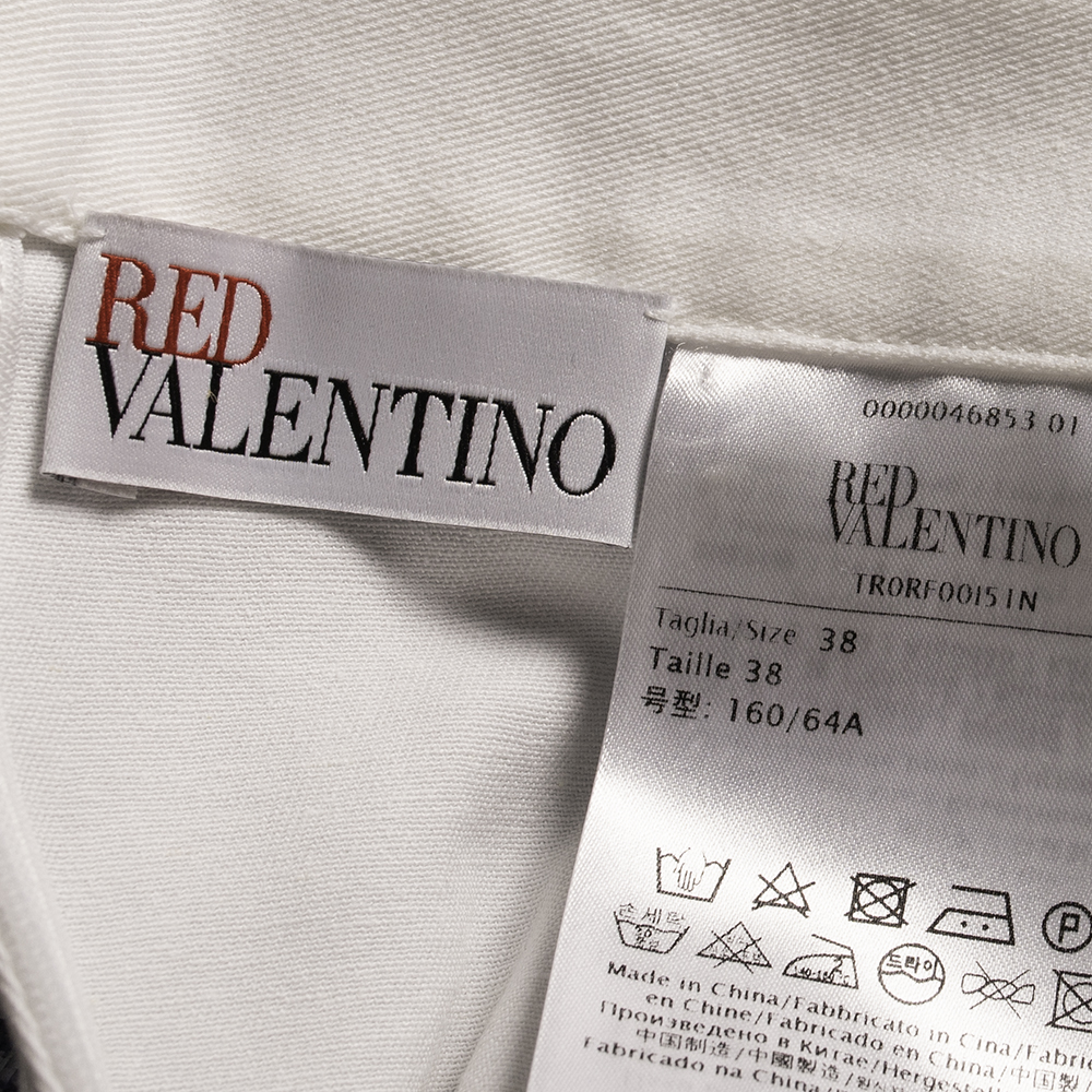 

RED Valentino White Cotton Gabardine St. Gallen Embroidery Shorts Size