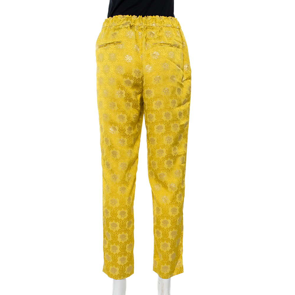 

RED Valentino Yellow Brocade Elastic Waist Trousers