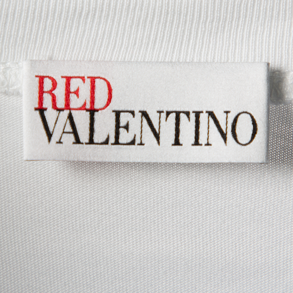 

RED Valentino White/Black Cotton Tulle Detailed T-Shirt Dress Size