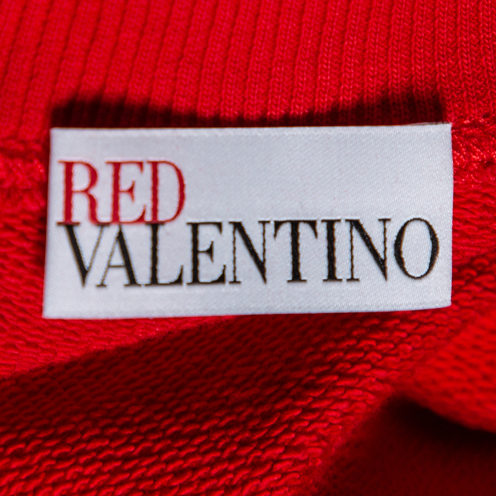 

RED Valentino Red Cotton Ruffle-Detail Crew-Neck Sweatshirt Size