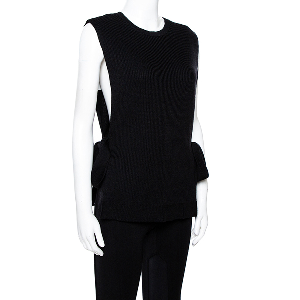 

Valentino Black Wool Knit Open Side Vest