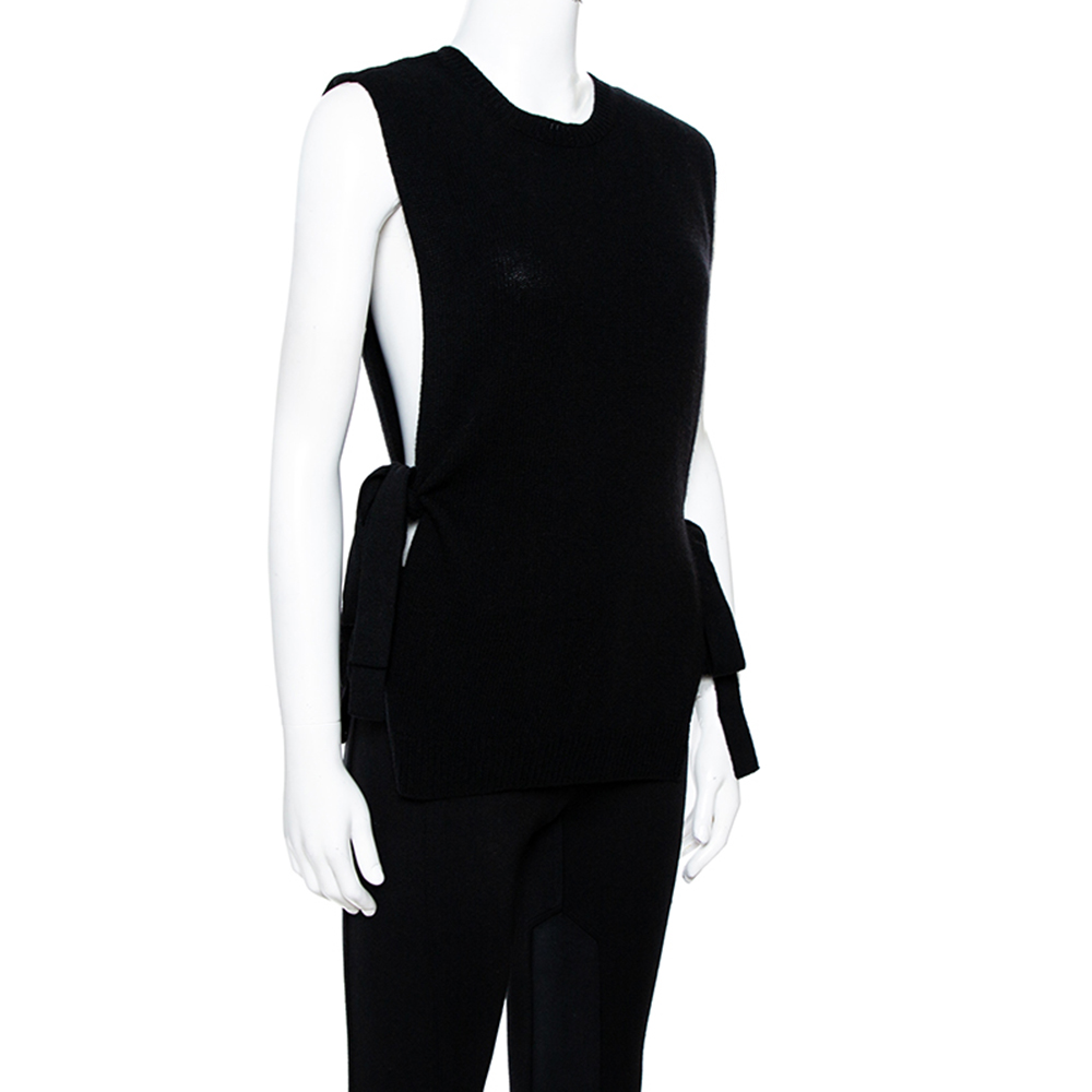 

Valentino Black Wool Knit Open Side Vest