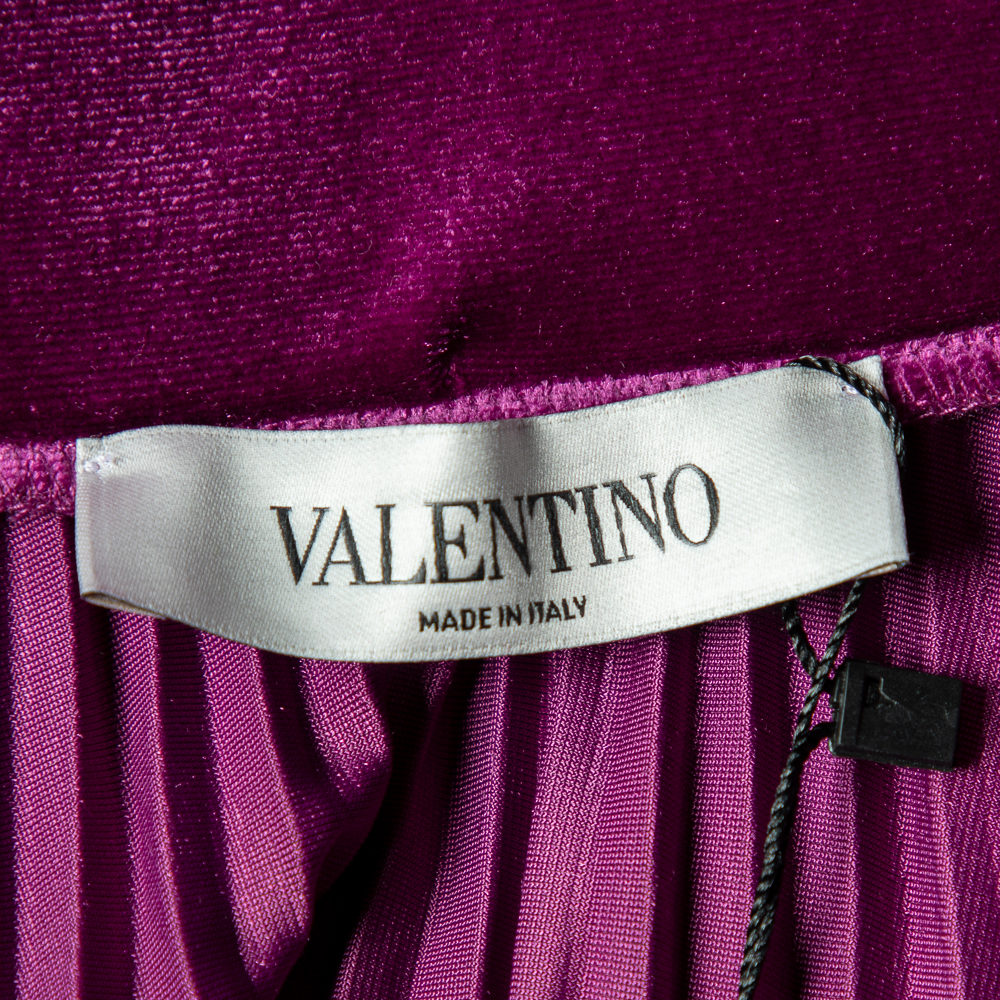 

Valentino Berry Pink Velvet Plisse Midi Skirt