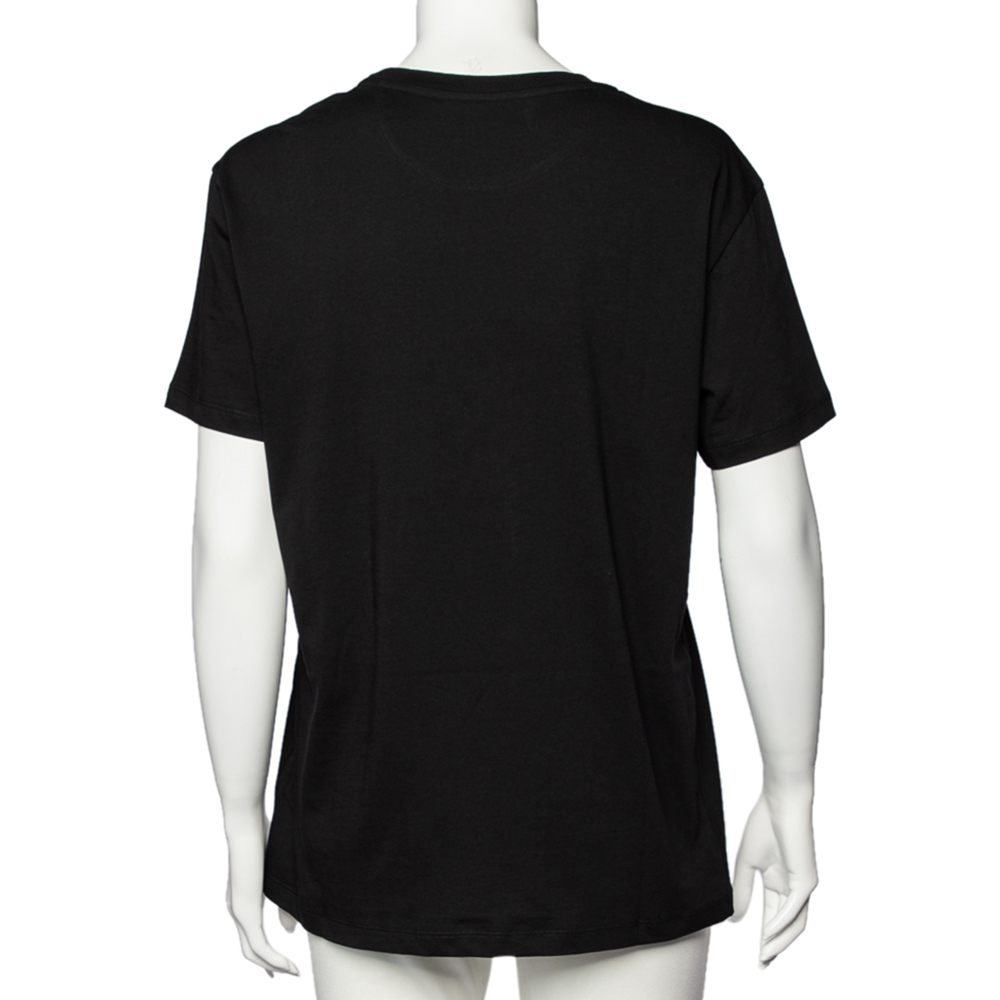 

Valentino Black Cotton VLTN Embellished Crew Neck T-Shirt