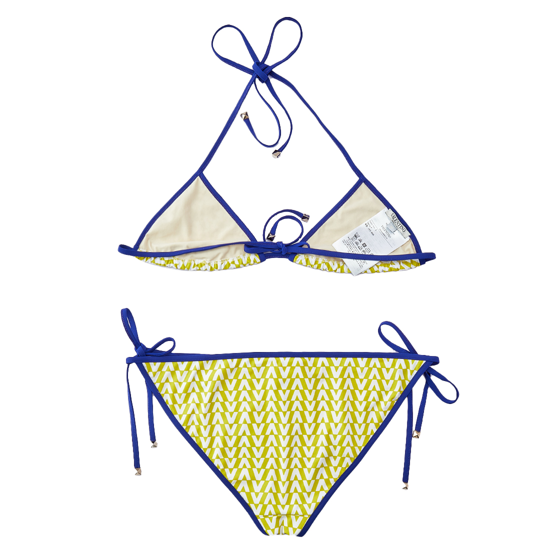 

Valentino Yellow Escape Optical Print Jersey Bikini Set