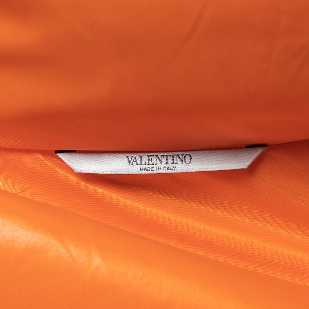 

Valentino Fluo Orange Synthetic Logo Printed Hooded Puffer Jacket