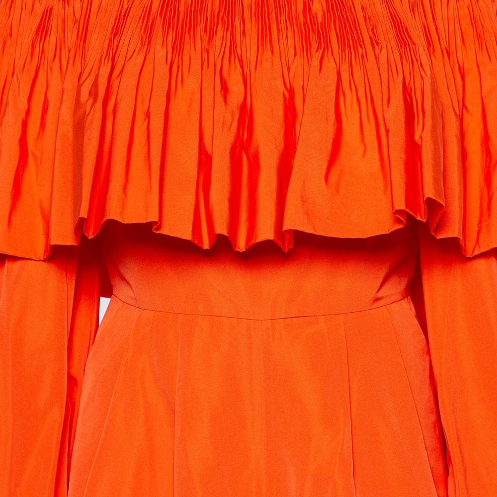 

Valentino Orange Cotton Bow Detail Off Shoulder Playsuit