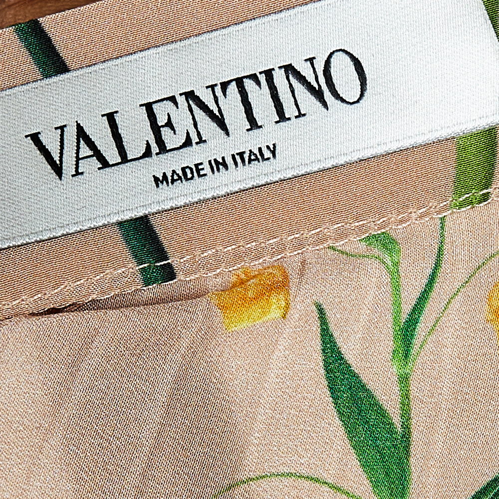 

Valentino Peach Flowersity Print Silk Pleated Long Skirt, Pink