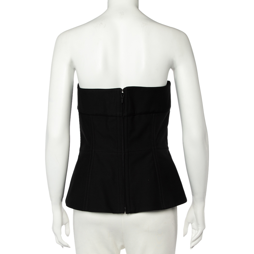 

Valentino Black Silk Wool Bustier Top