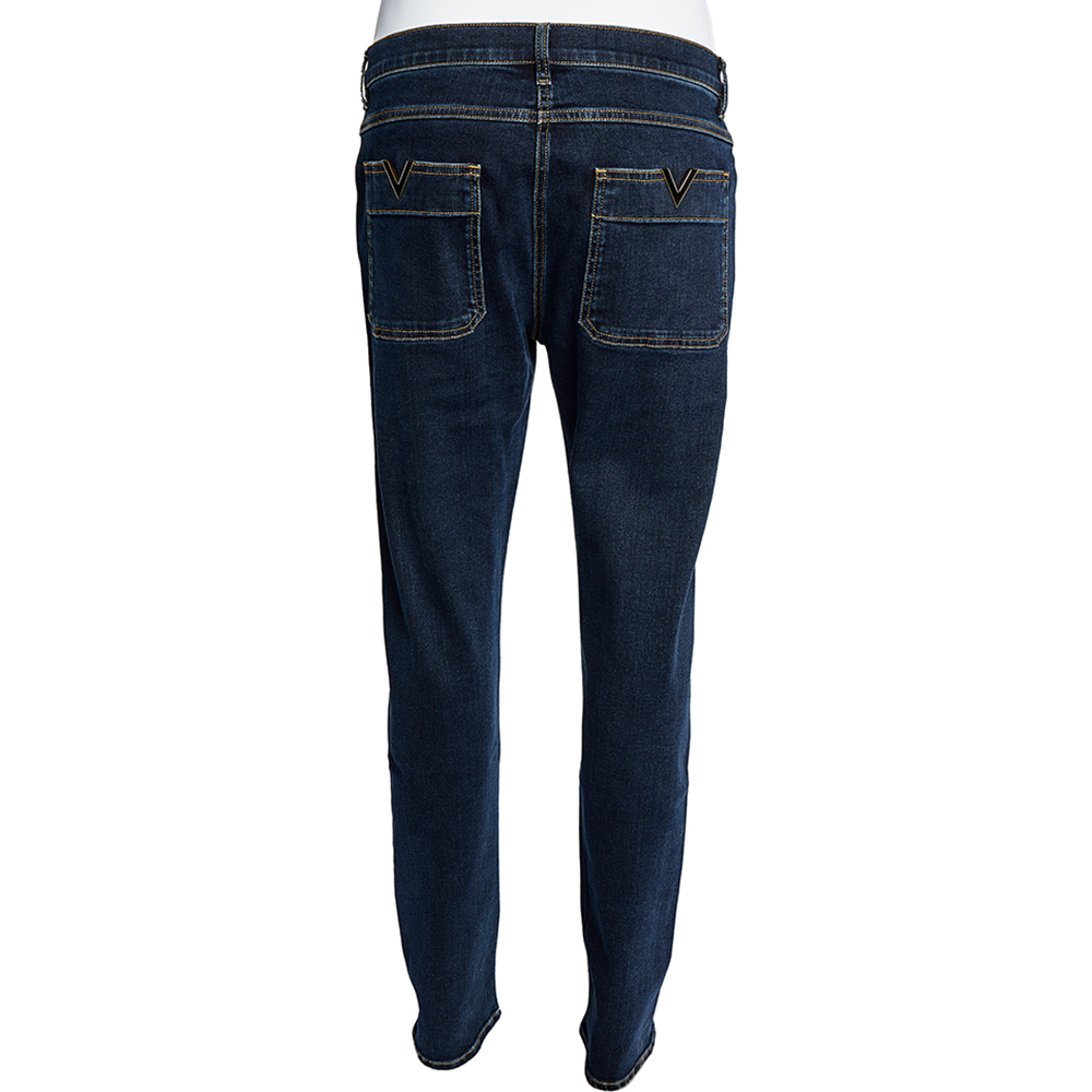 

Valentino Dark Blue Denim VGOLD Detail Slim Fit Jeans