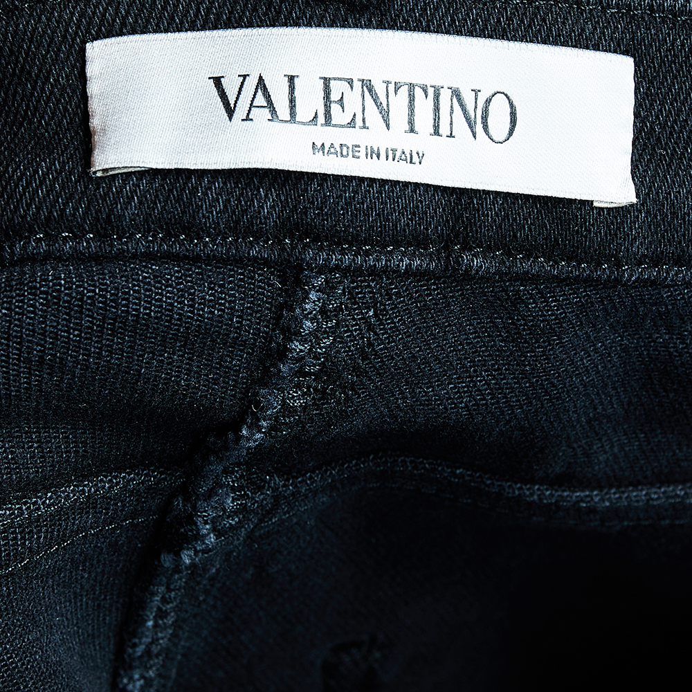 

Valentino Black VLTN Print Denim Slim Fit Jeans