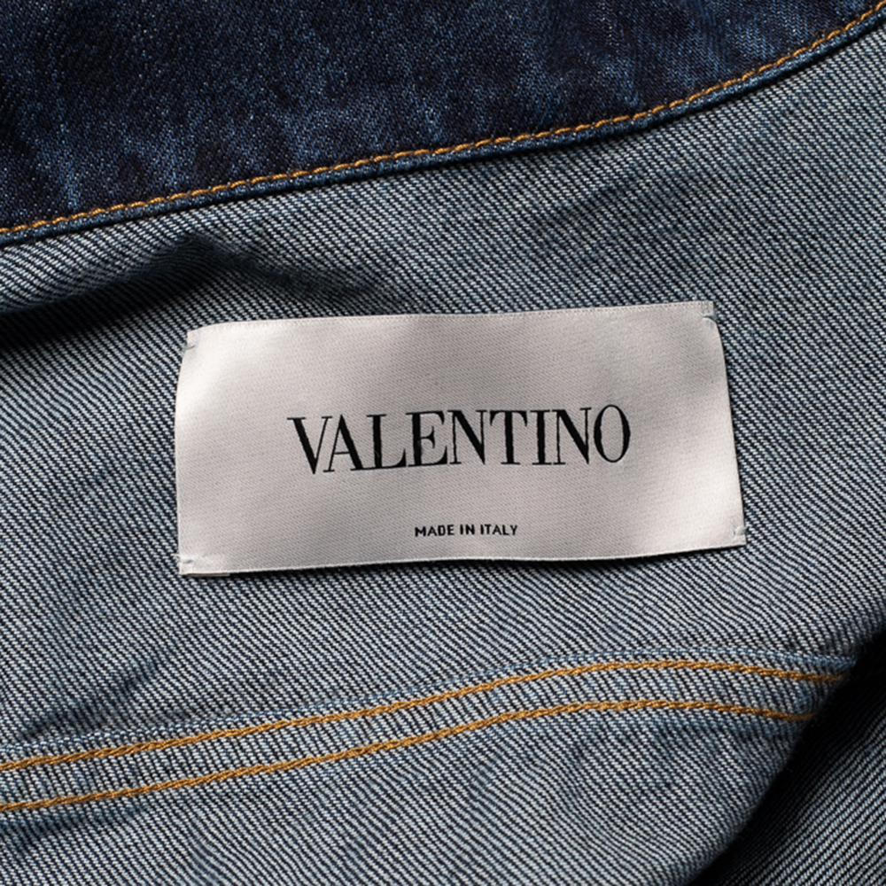 

Valentino Navy Blue Denim VGold Button Front Jacket