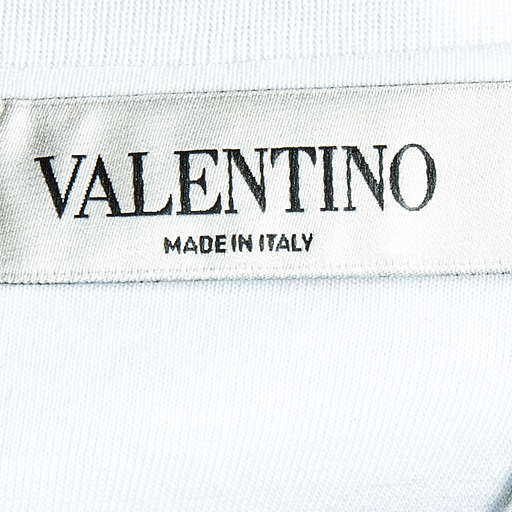 

Valentino White Cotton Logo Bead Embellished Crew Neck T-Shirt