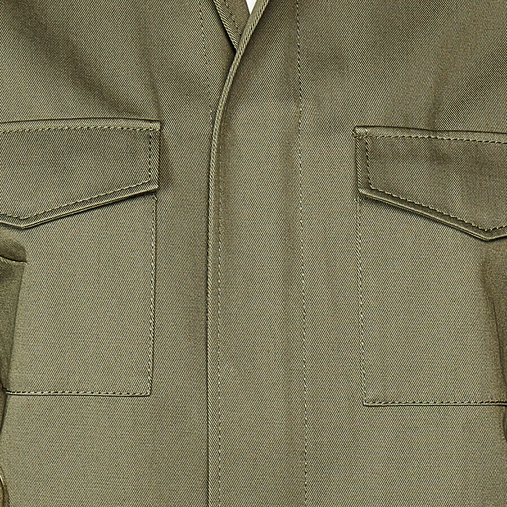 

Valentino Olive Green Cotton Canvas Feather Sleeve Detail Caban Jacket