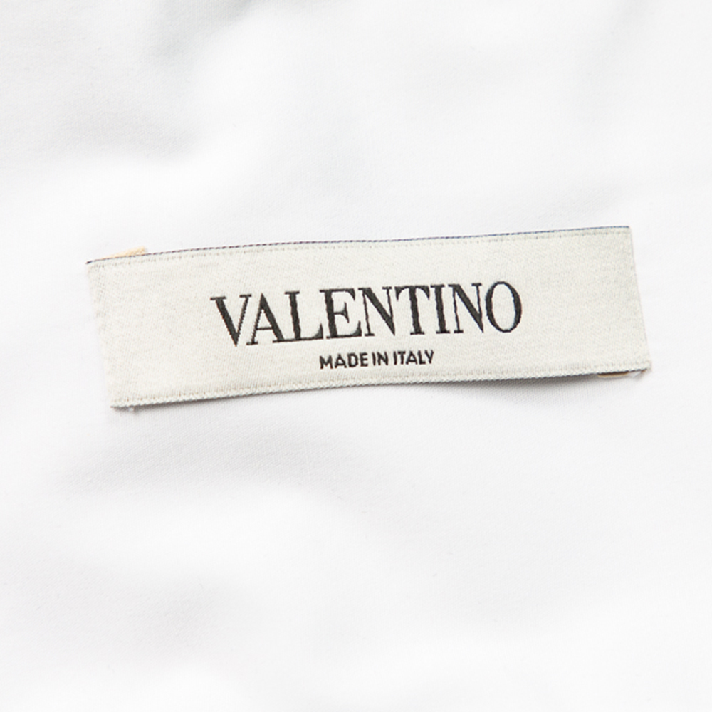 

Valentino White Cotton Beaded Logo Cuff Detail Oversized Shirt