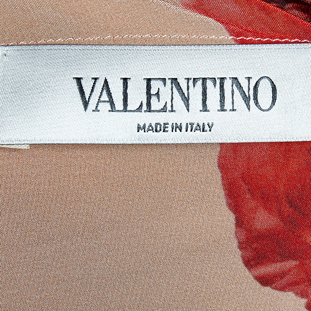 

Valentino Beige Floral Print Silk Blouse