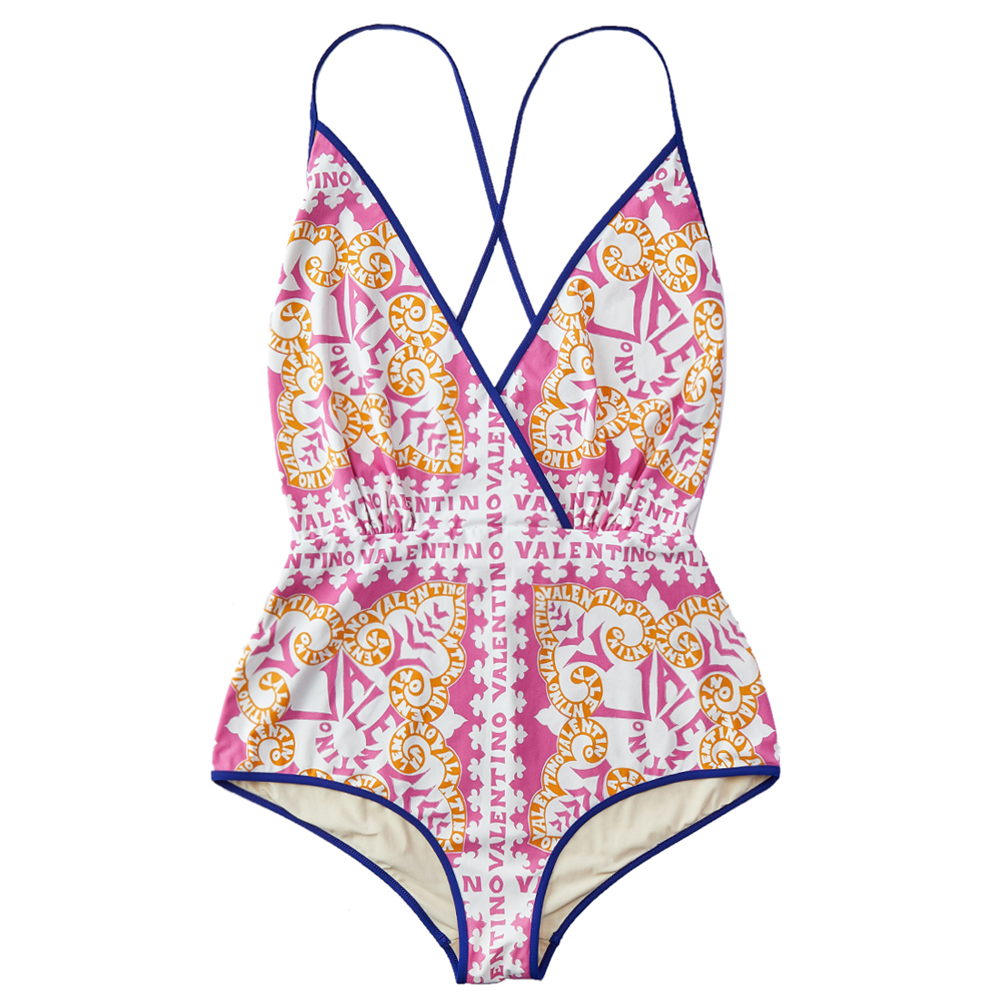 Valentino Pink Escape Wave Print Jersey Swimsuit L Valentino | The ...