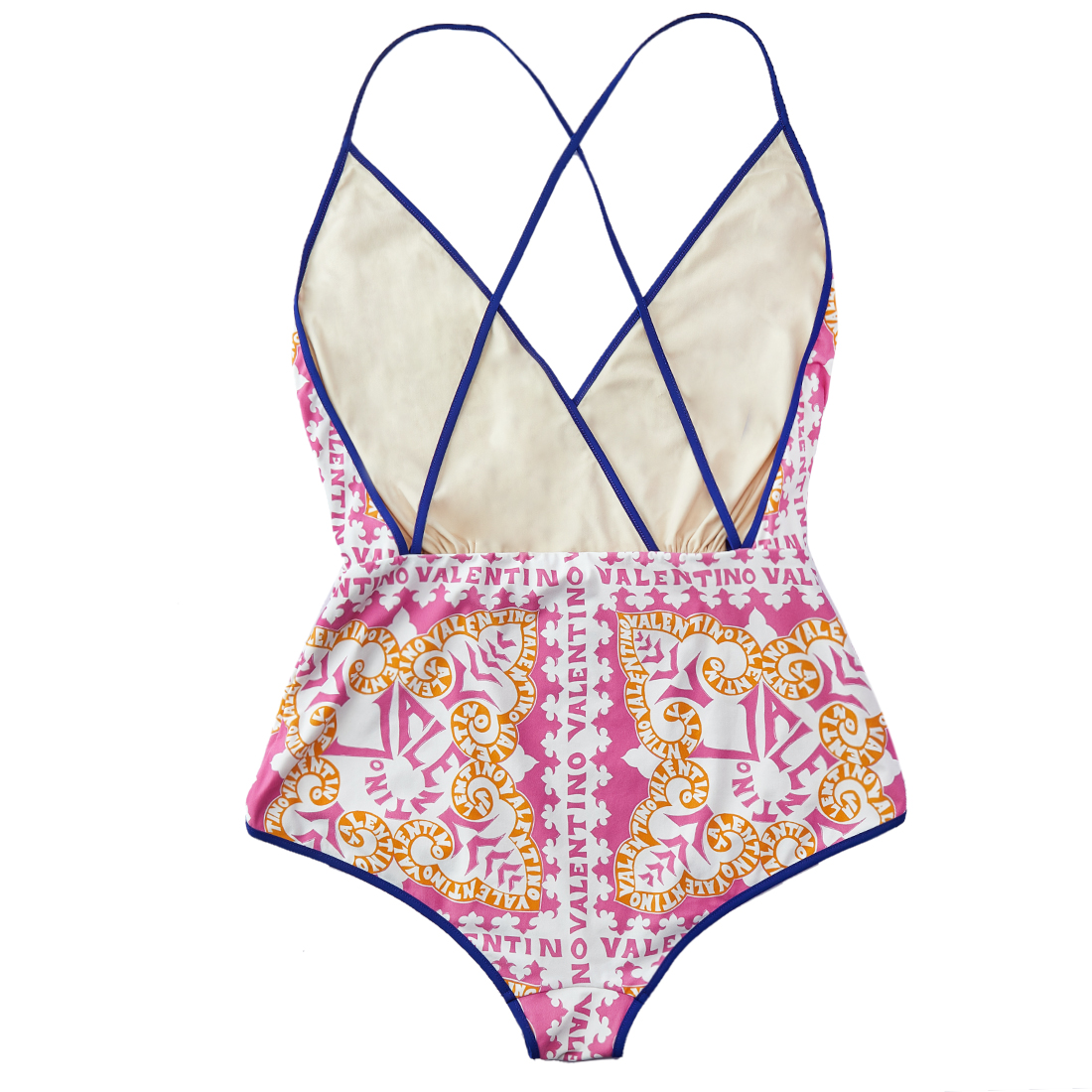

Valentino Pink Escape Wave Print Jersey Swimsuit