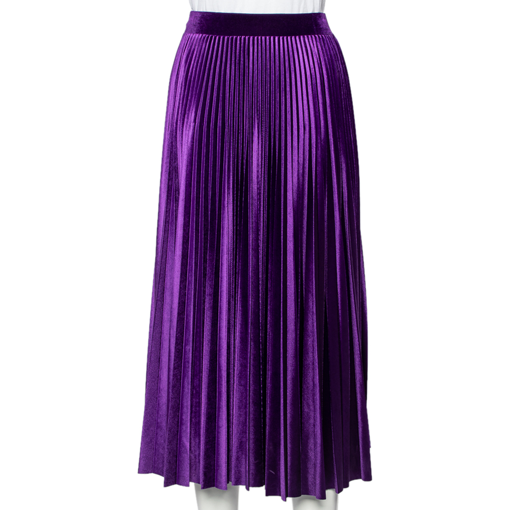 

Valentino Purple Velvet Plisse Midi Skirt