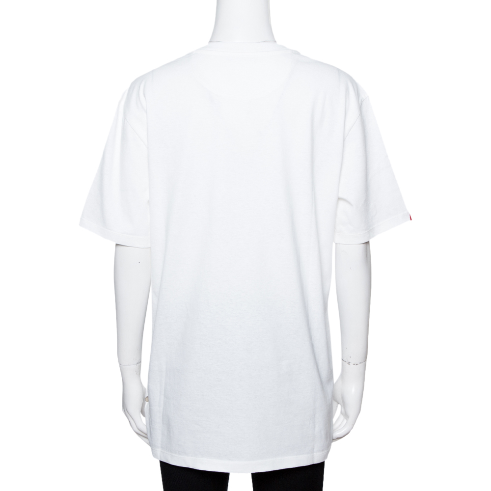 

Valentino Bianco/Rosso Valentino Logo Print T-Shirt, White