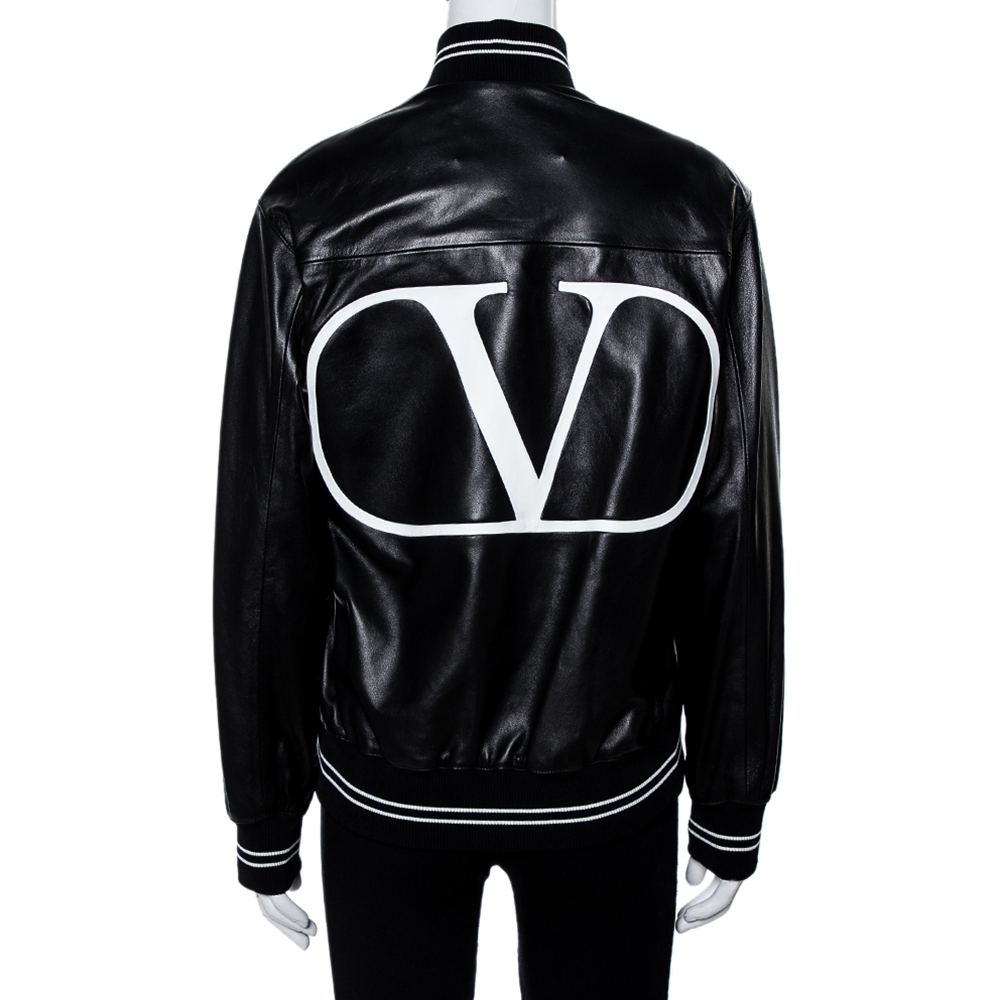 

Valentino Nero/Avorio VLOGO SIGNATURE Leather Jacket, Black