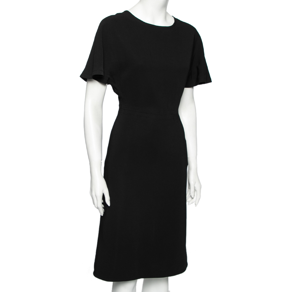 Valentino Black Crepe Short Sleeve Dress