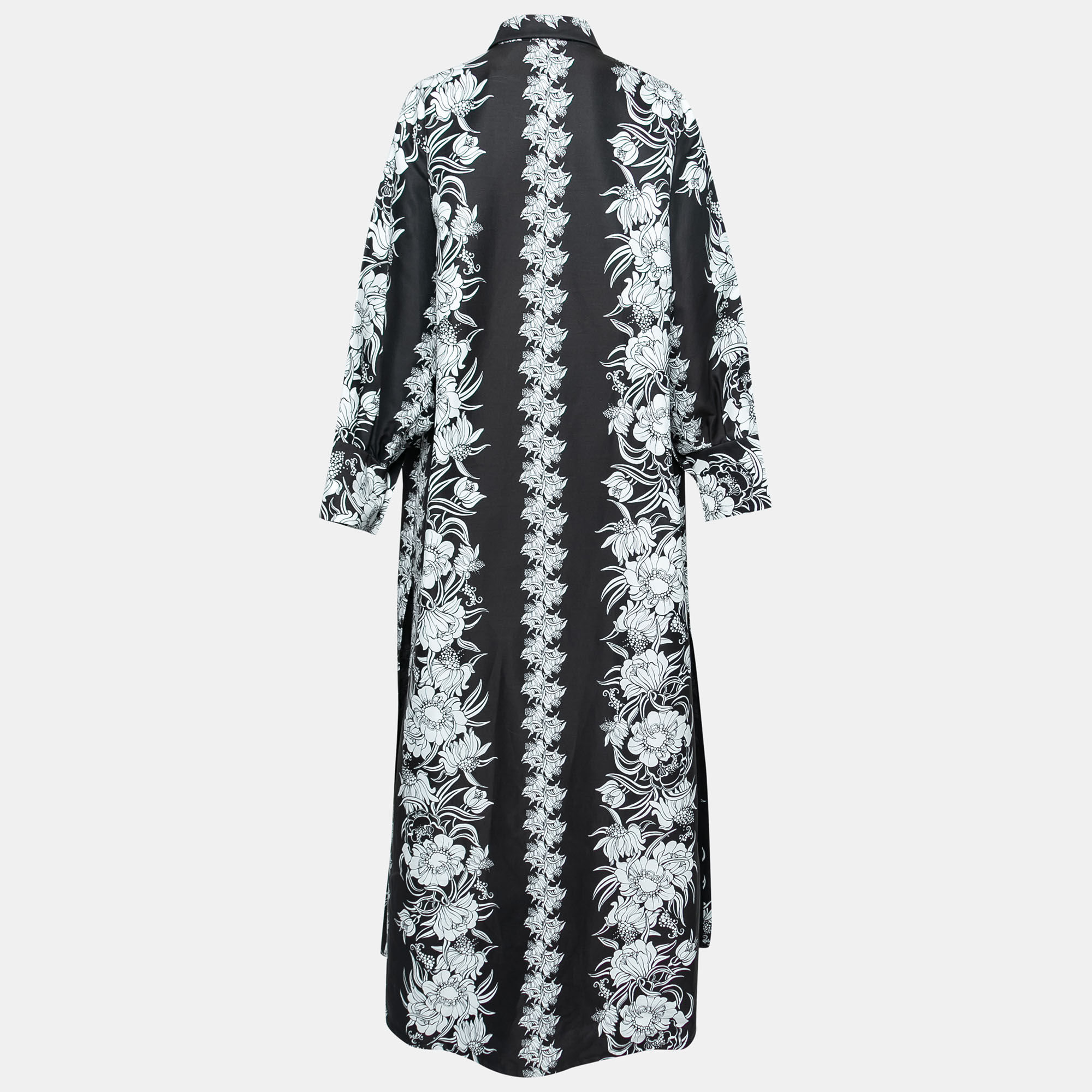 

Valentino Black/White Floral Print Slit Detail Maxi Dress  (IT 46
