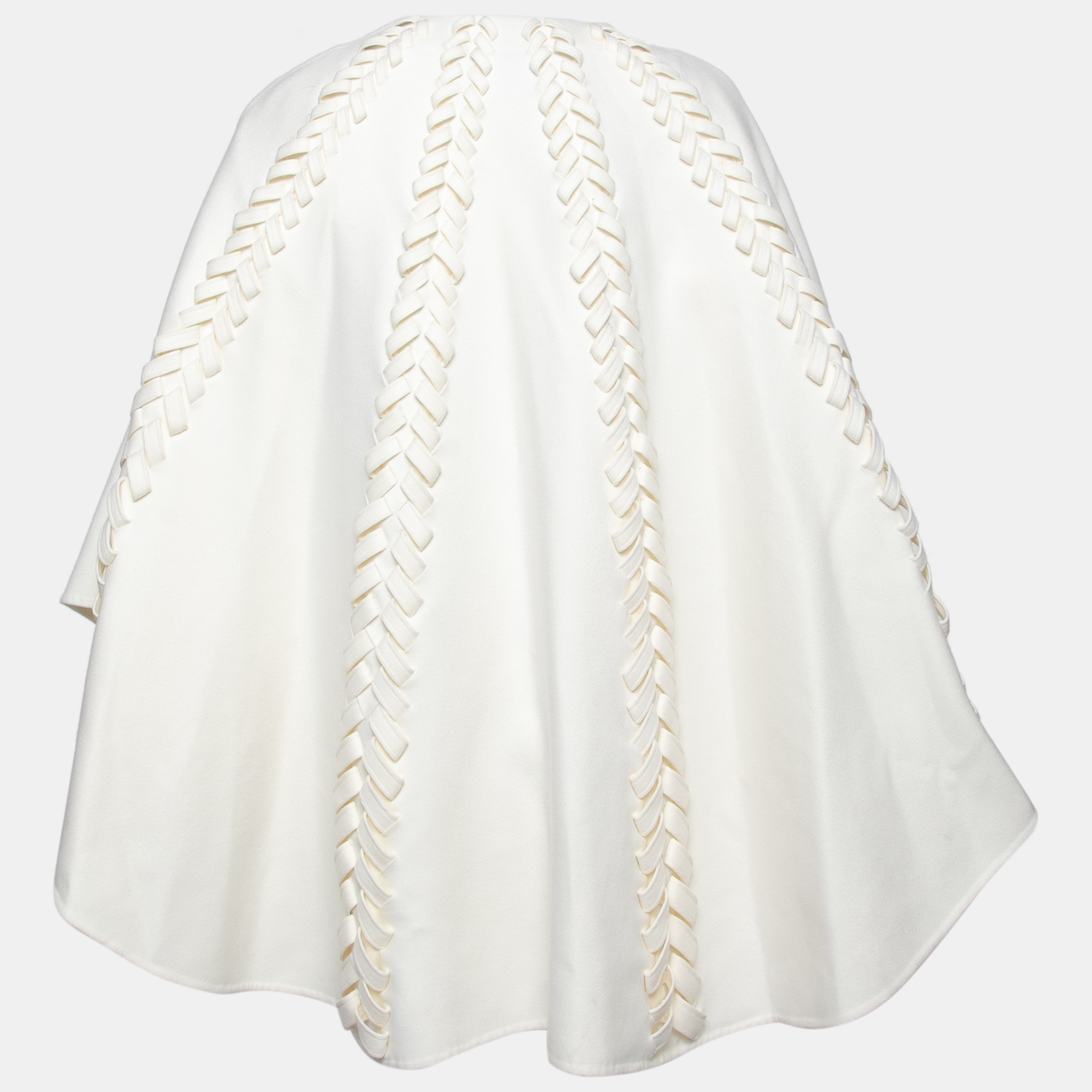 

Valentino White Wool Lace-Up Detail Cape