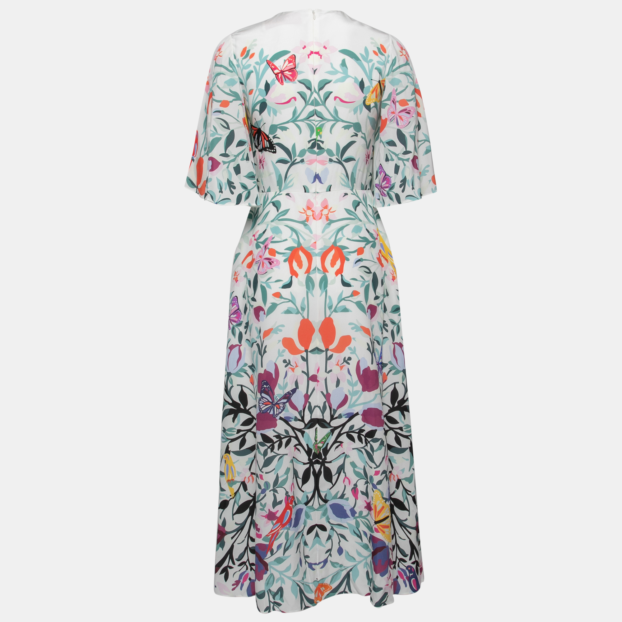 

Valentino White Multicolor Floral Print Silk Long Dress  (IT 40