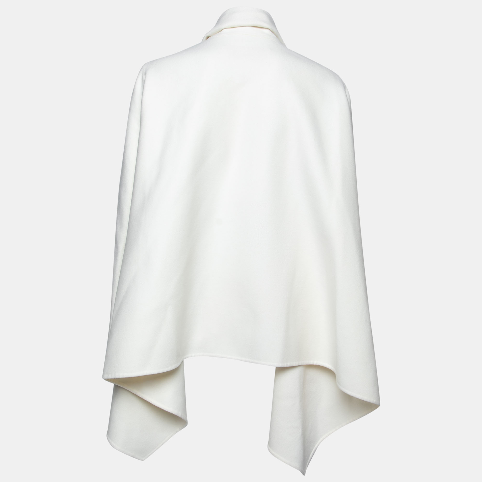 

Valentino White Wool Caban Double Cape Coat  (IT 42