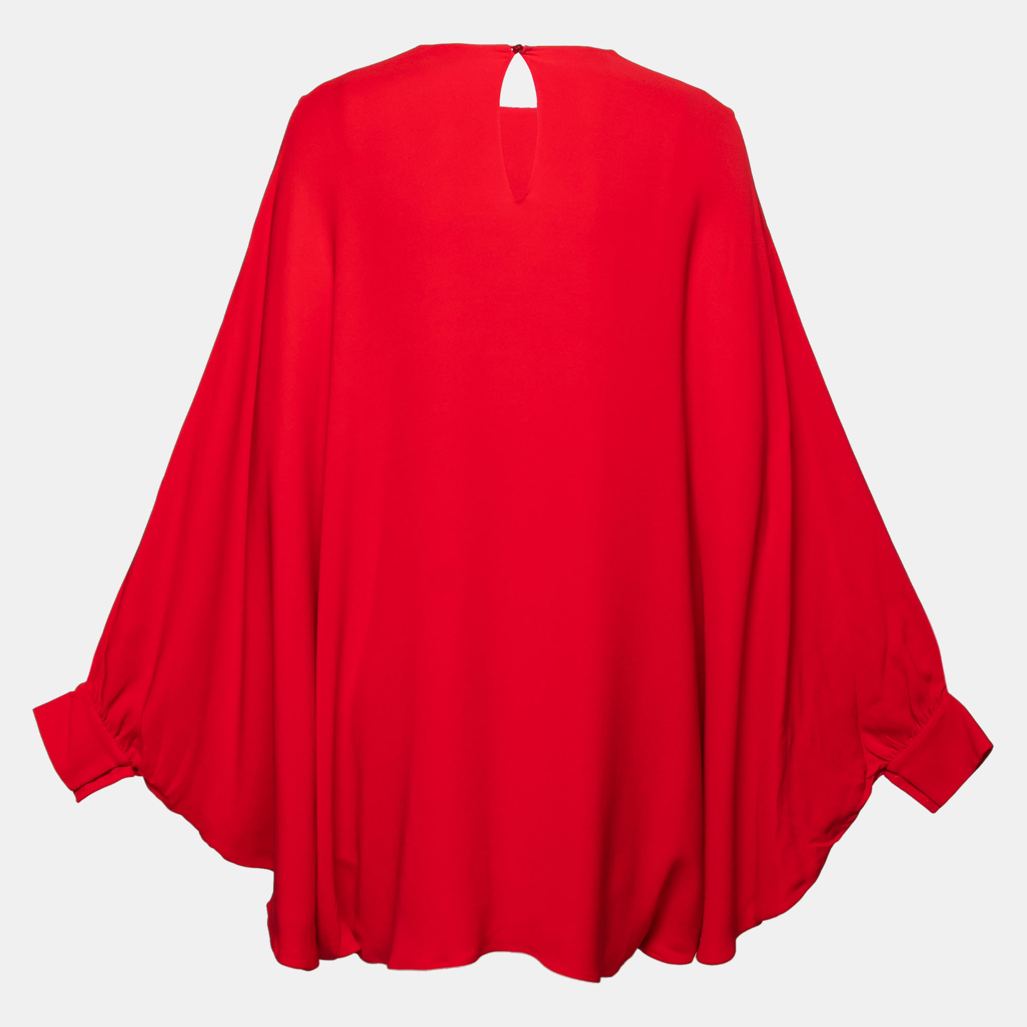 

Valentino Red Silk Short Cape Dress  (IT 40