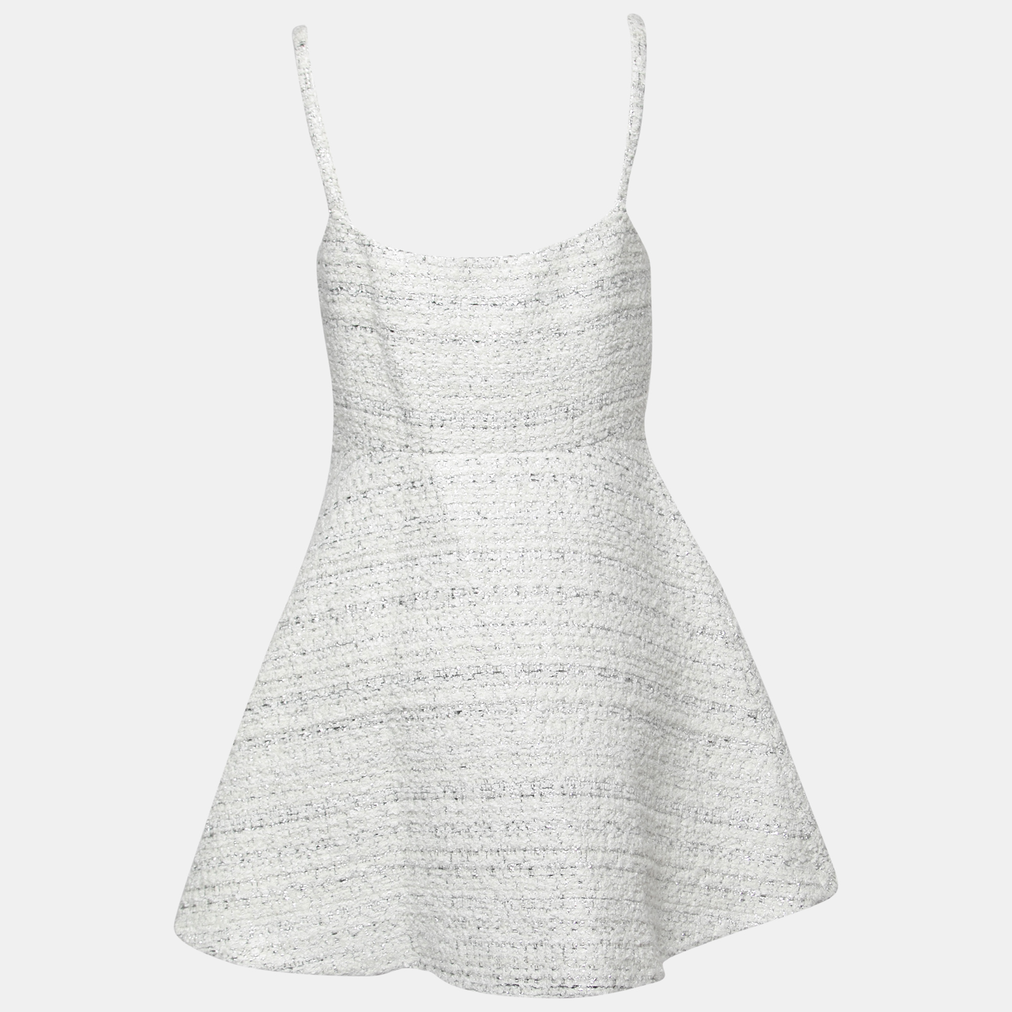 

Valentino White & Silver Tweed Sleeveless Dress  (IT 42
