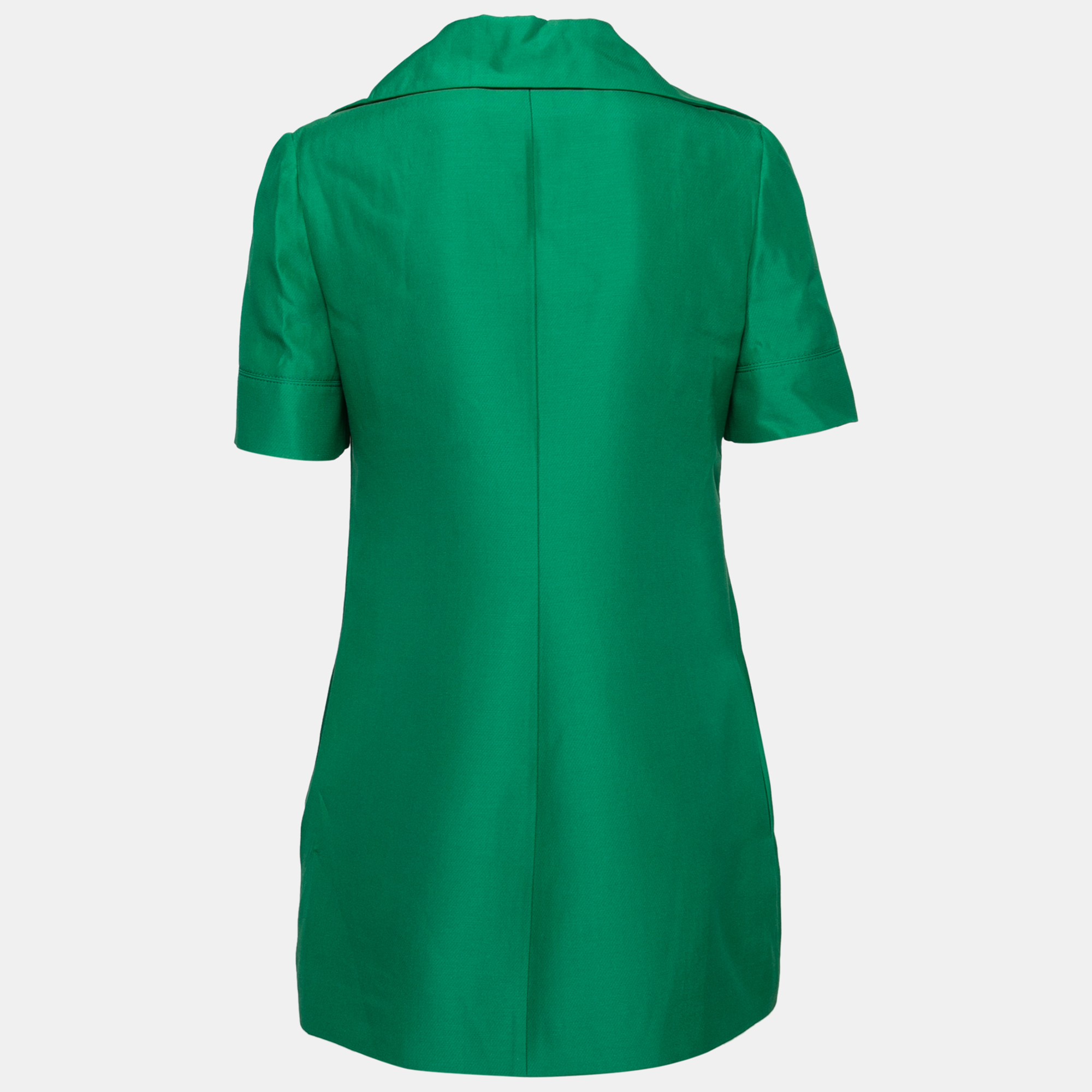 

Valentino Green Cotton & Silk V-Neck Short Sleeve Dress