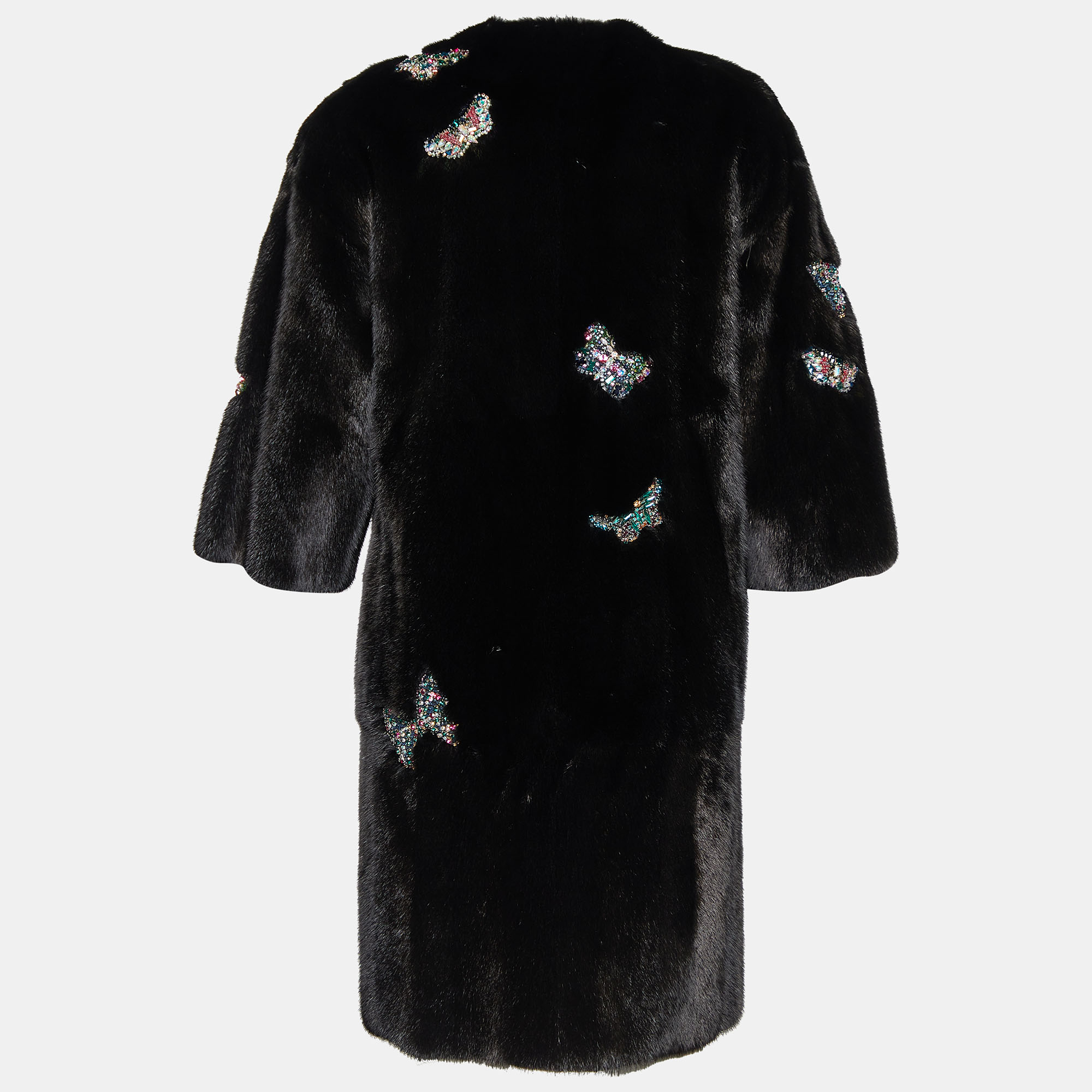 

Valentino Black Mink Fur Butterfly Embellished Coat