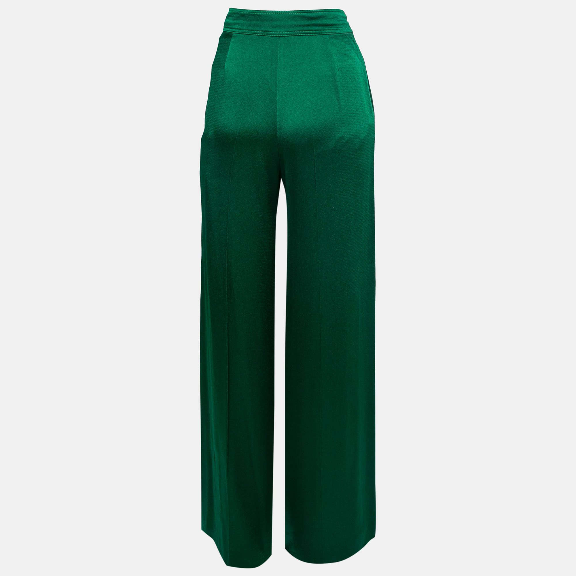 

Valentino Green Crepe Pleated Stripe Cutout Detail Track Pants