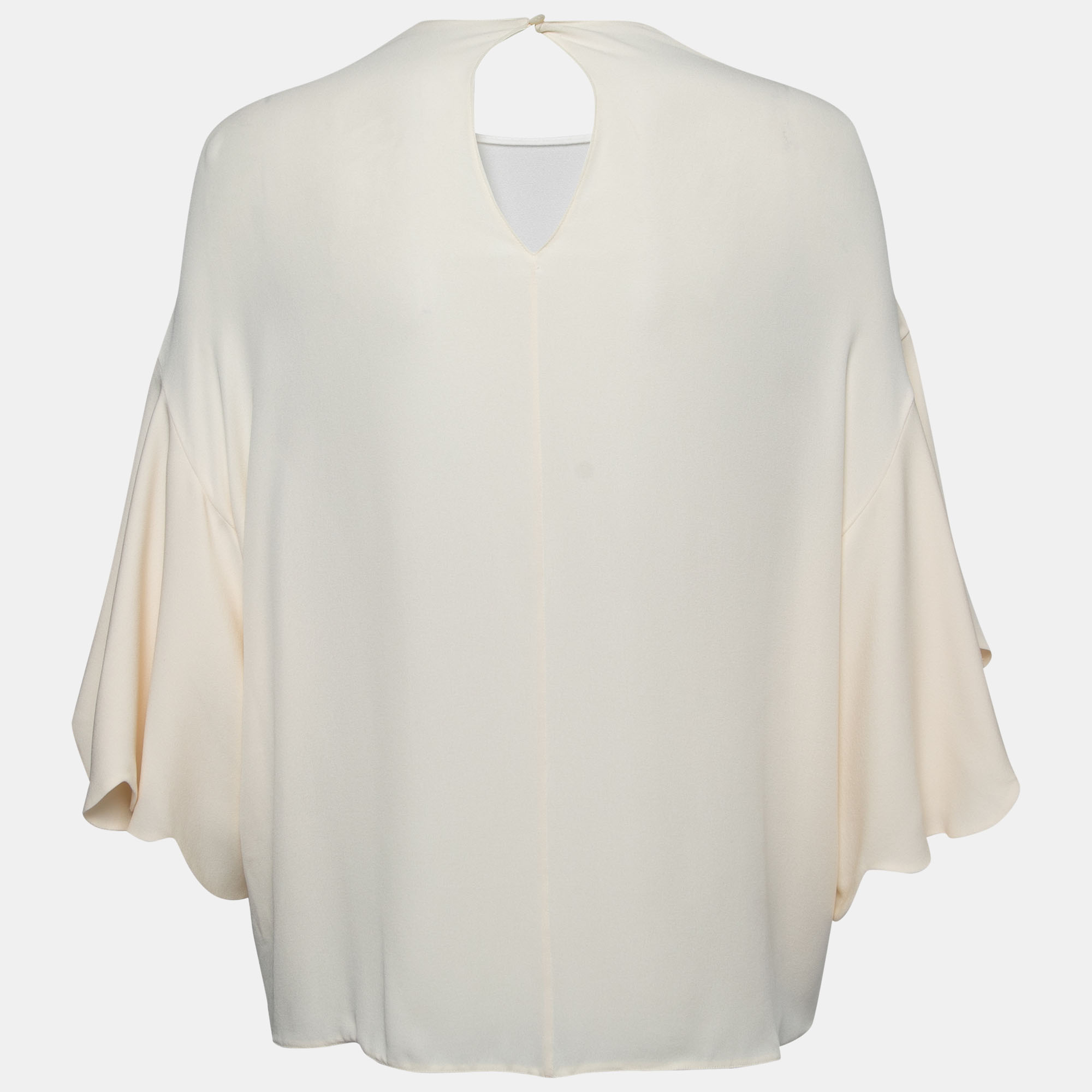 

Valentino Off White Silk Bell Sleeve Blouse