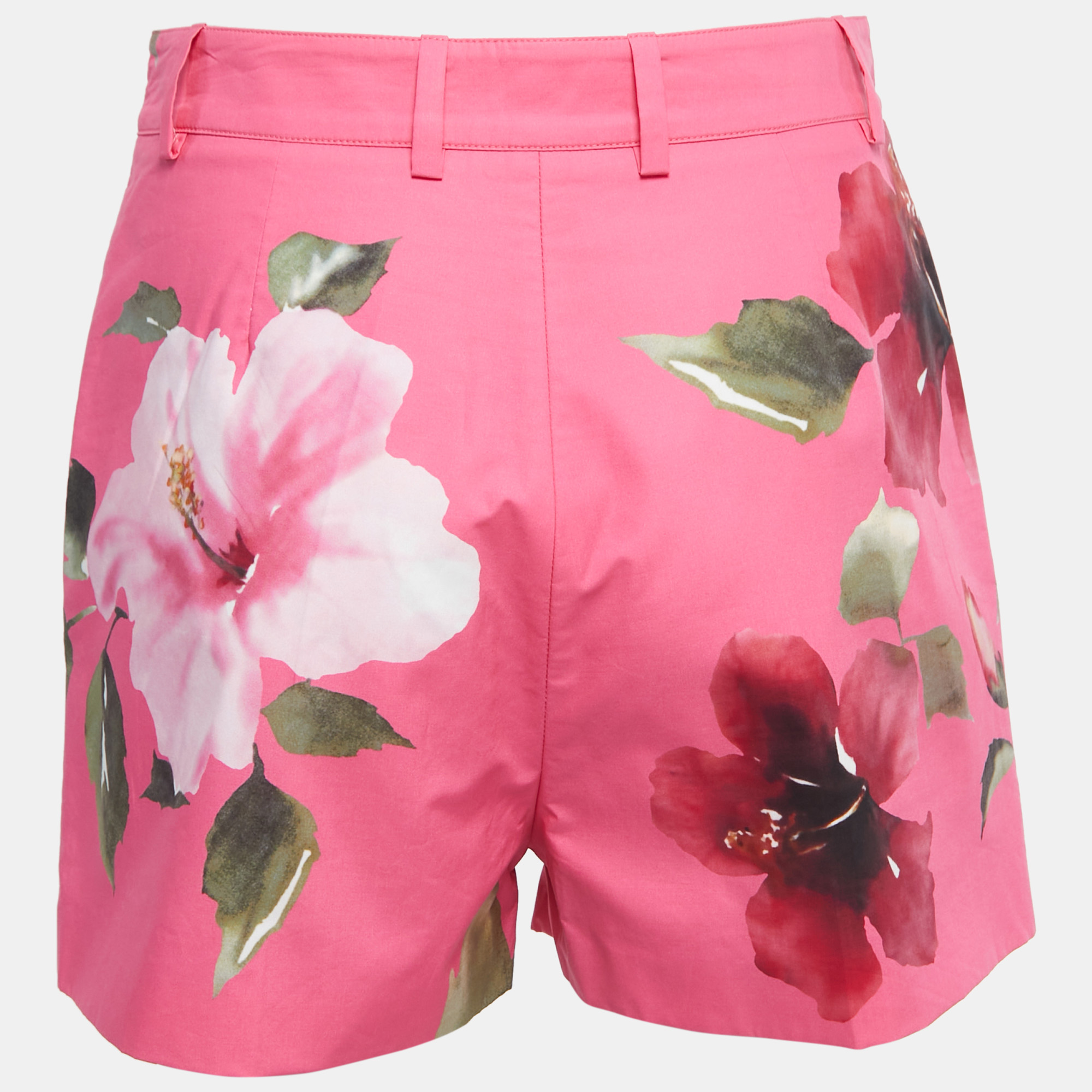 

Valentino Pink Floral Printed Cotton Shorts