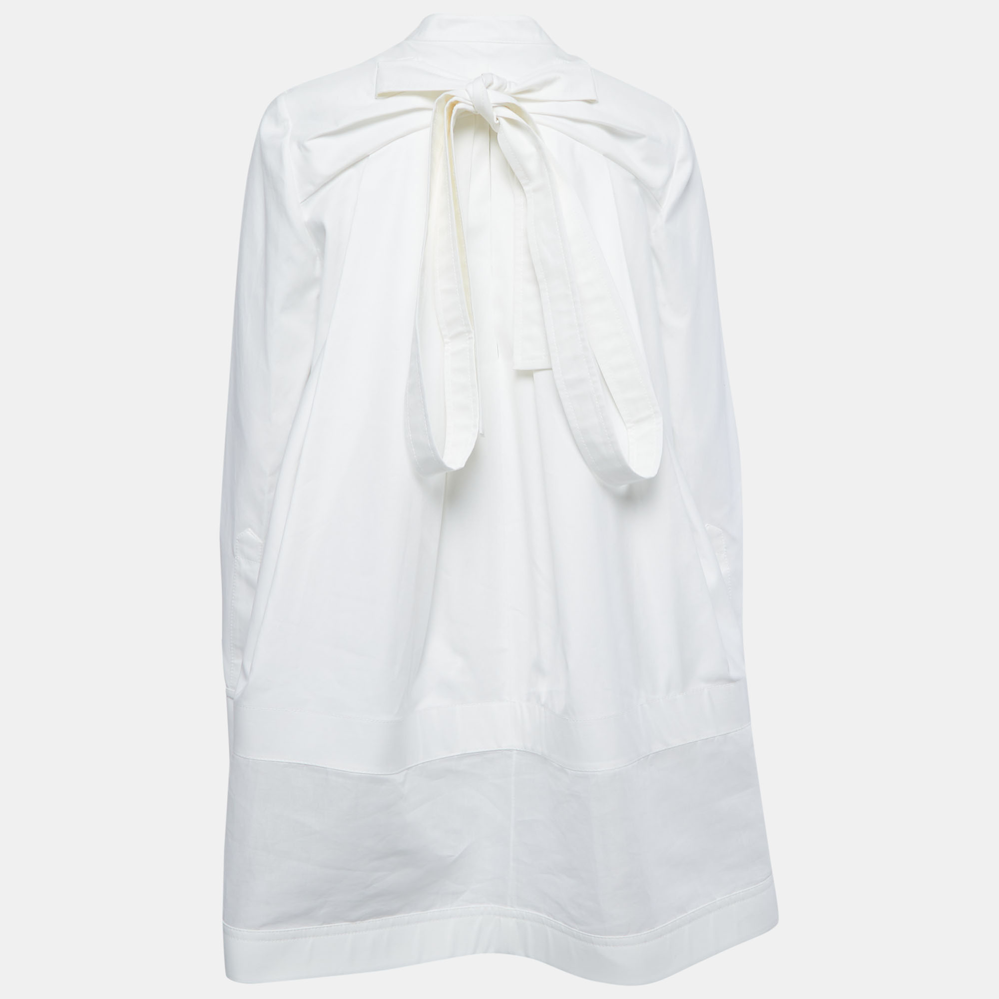

Valentino White Cotton Tie Detail Oversized Mini Dress