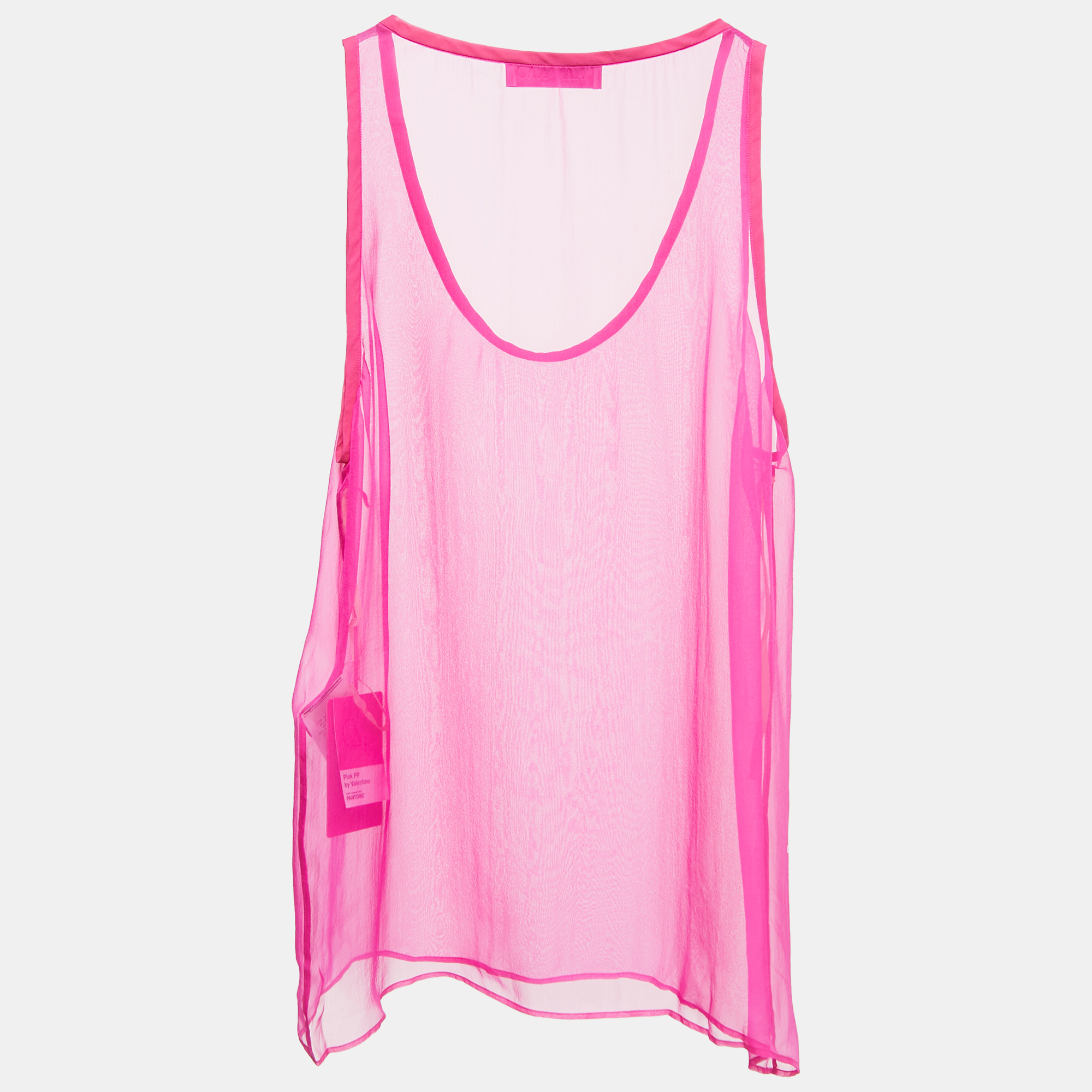 

Valentino Pink PP Sheer Silk Sleeveless Top